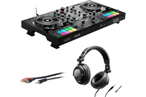Hercules DJControl Inpulse 500 DJ Software Controller with Hercules HDP DJ45 Over-Ear Headphones & Mini to 6' RCA Cable Bundle