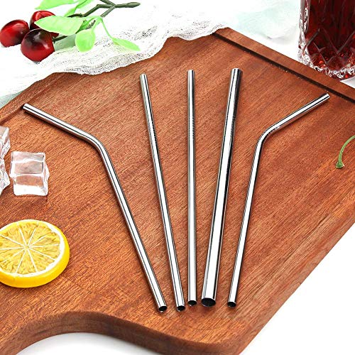 EMMETTBEN Strohhalm Edelstahl, 5er Set Metall Strohhalm Wiederverwendbar, 21.5cm Trinkhalme mit 2 Reinigungsbürste… – Bild 4