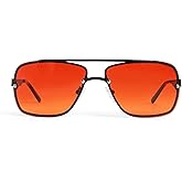 TrueDark by Dave Asprey | Sunsets Aviator | Blue Light Blocking Glasses for Women & Men, Gradient Red Yellow Lenses Block 99% of Blue Light for Evening Screen Time