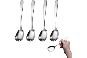 MIUPOO Square Head Spoons, Korean style Square Sugar Spoon,Thick Heavy Stainless Steel Soup Spoon Table Spoons,7 Inches/18.5 