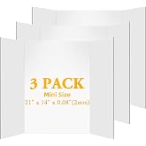 AKONEGE 3Pcs Small Trifold Poster Board, 21 x 14 inches White Tri Fold Poster Boards Corrugated Presentation Board Science Fair Display Boards for School Fun Projects, Exhibitions and Business