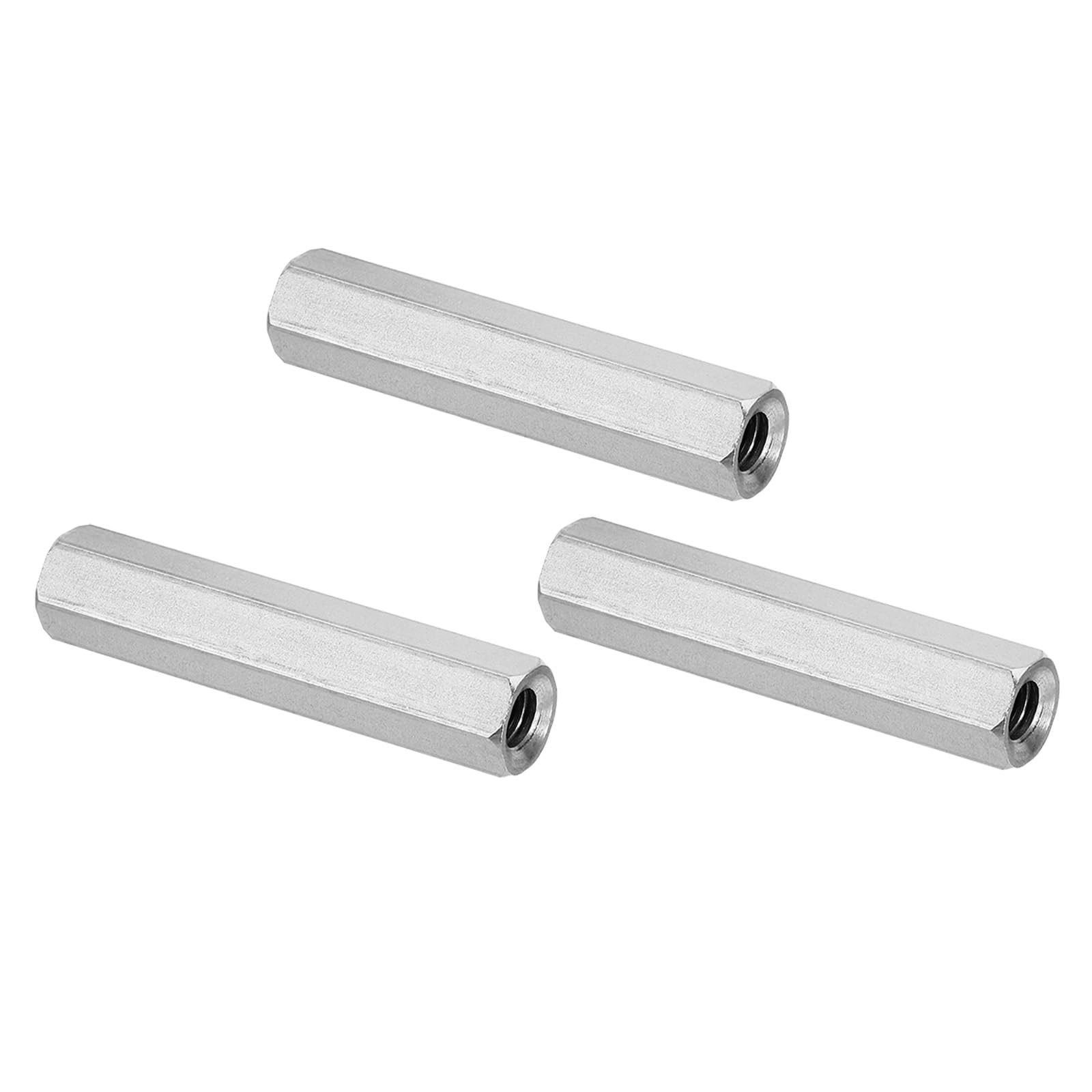 PATIKIL 1/4"-20 UNC 304 Stainless Steel Hex Coupling Nuts, 3Pcs 2" Length Half Threaded Rod Coupling Nut Studding Connector Fasteners, Silver Tone