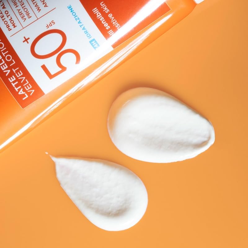 Sun System Latte Vellutato, Emulsione Fluida dalla Texture Vellutata per Pelli Sensibili, Resistente all'Acqua, SPF 50+, 200ml