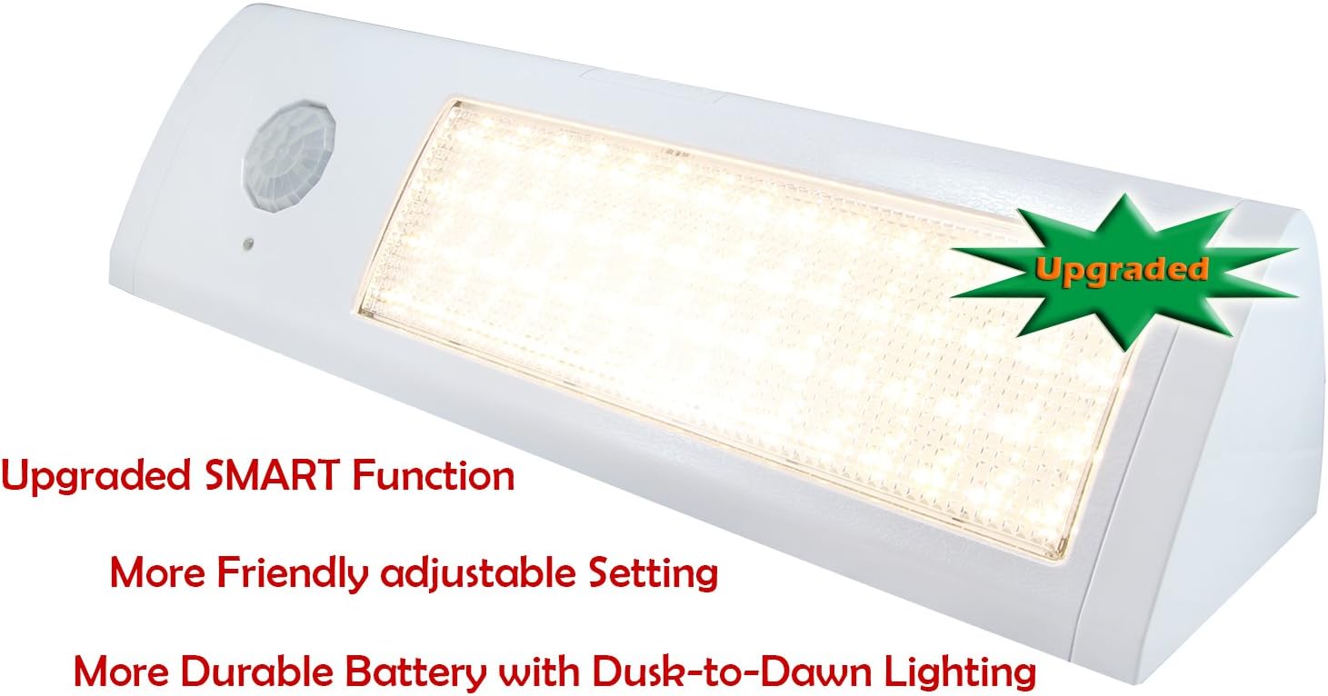 Upgraded More Durable and Friendly Solar Powered Self-Contained Super Bright 60 LED Smart Illumination Flood Spot Outdoor or Indoor Residential or Commercial Building Lighting, Security & Safety Lights (Pure Digital DDC Smart, eLEDing technology by EESGI) (White)
