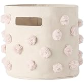 Pehr Pom Pom Basket, Pint (Blush) | 100% Cotton Canvas Storage for Nursery, Playroom &amp; Home | Decorative Organizer | 10&rdquo;D x 9&rdquo;H
