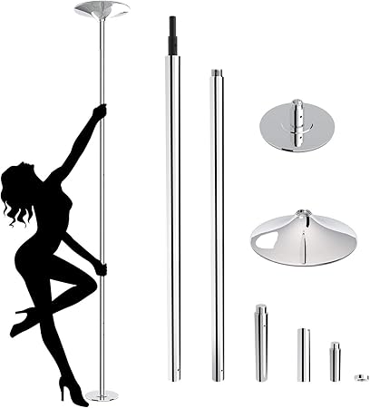 Leogreen - Dance Pole, Fitness Pole, Plateado, Redondo, Barra de Extension, Material: Acero, Peso: 11 kg