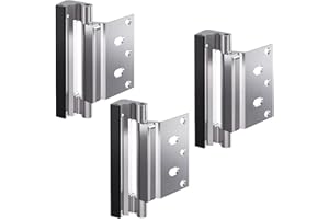 Mousike Home Security Door Lock with Pull Ring,Upgrade Easy Open Childproof Door Reinforcement Lock with 4" Stop Withstand 1200 lbs for Inward Swinging Door, Defend Your Home Safe （Silver of 3Pack)