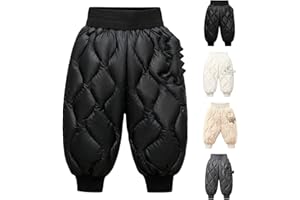 Toddler Fleece Lined Warm Snow Pants Waterproof Puffer Down Pants Baby Boys Girls Winter Ski Sweatpants Kids Running Joggers