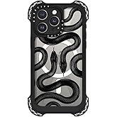 CASETiFY Ultra Bounce Case for iPhone 15 Pro Max [10x Military Grade Drop Tested / 32.8ft Drop Protection/Compatible with Magsafe] - Black Kingsnake - Clear Black