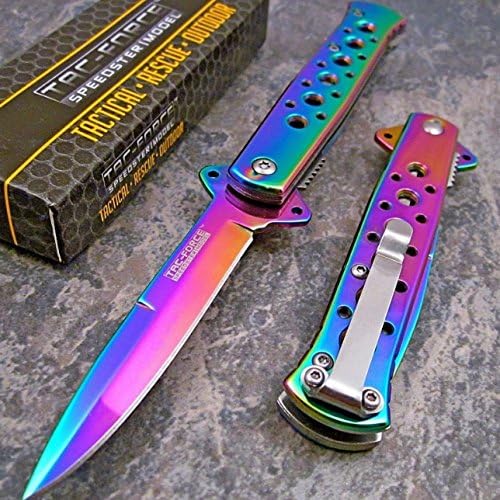 7" TAC FORCE Rainbow Spectrum Spring Assisted Open Folding Pocket Knife