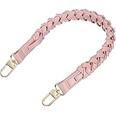 uxcell Braided Purse Strap, 1Pc 44.7cm/17.6" Pink PU Leather Replacement Handle, Short Handbag Strap Top Braided Handle with Gold Buckles for Underarm Bags, Handbags, Bucket Bags