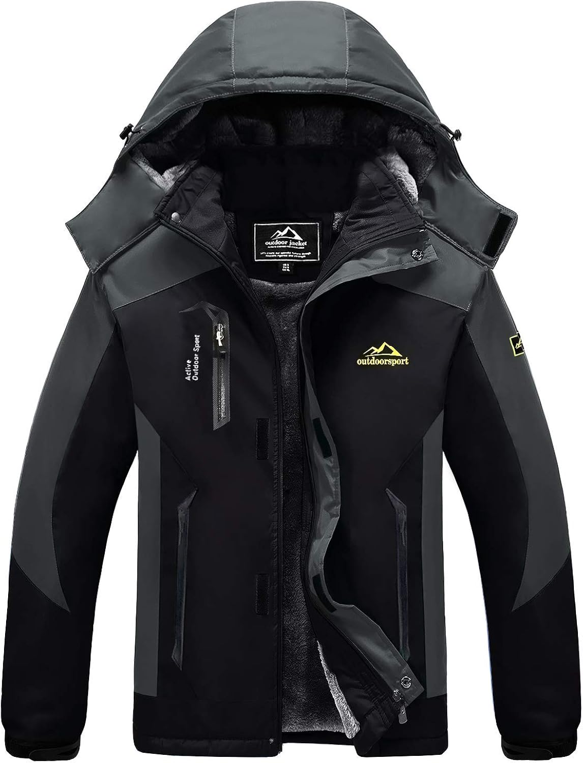 PPTOOL Men's Outdoor Fleece Jacket Winter Waterproof with Hood Warm Ski