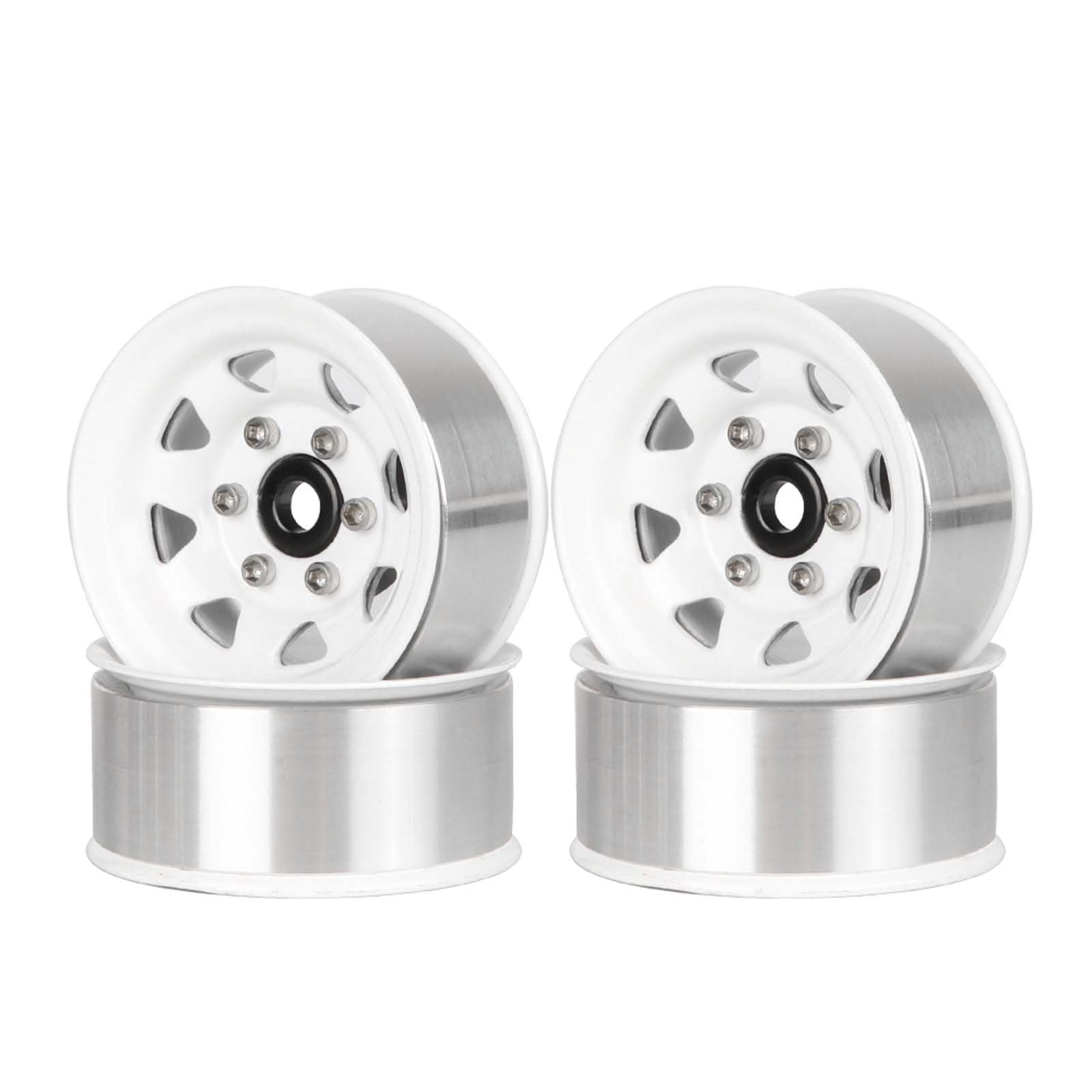 KEEDA 4PCS/Set 1.55 inch Metal Beadlock Wheels Rims for 1/10 RC Crawler Car D90 Pajero TF2 Tamiya CC01 CC02 LC70 LC80 Upgrade Part (White)