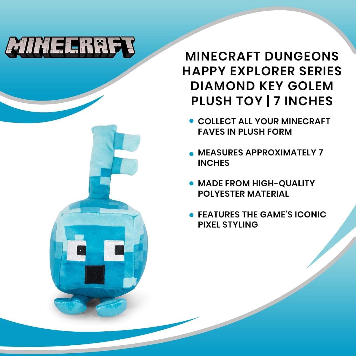 Amazon マインクラフトダンジョンズ ダイヤモンド キーゴーレム ぬいぐるみ ハッピーエクスプローラーシリーズ Minecraft Dungeons Happy Explorer Diamond Key Golem Plush ぬいぐるみ おもちゃ