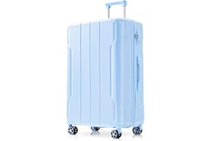 Merax 28 Inch Checked Luggage, Lightweight & Expandable Hardshell ABS Suitcase with Spinner Wheels, TSA Lock, Corner Guards (Sky Blue)