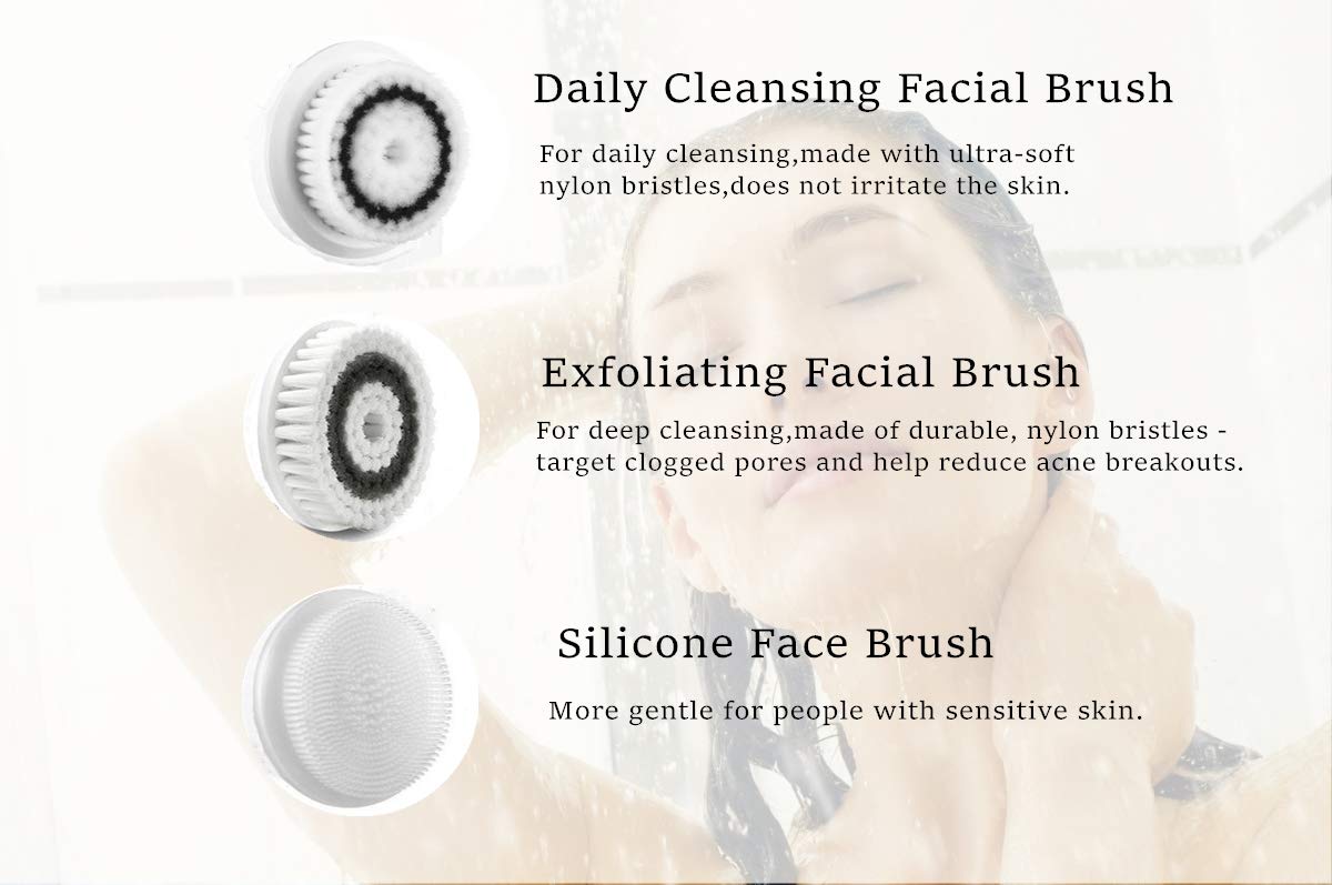 Anfiar Gesichtsreinigungsbürste Gesichtsbürste Elektrisch IPX6 Wasserdicht Minimiert Poren Porenreiniger Entfernt Mitesser Verbessert Teint Hautreinigung Gesichts-Massagegerät mit Etui