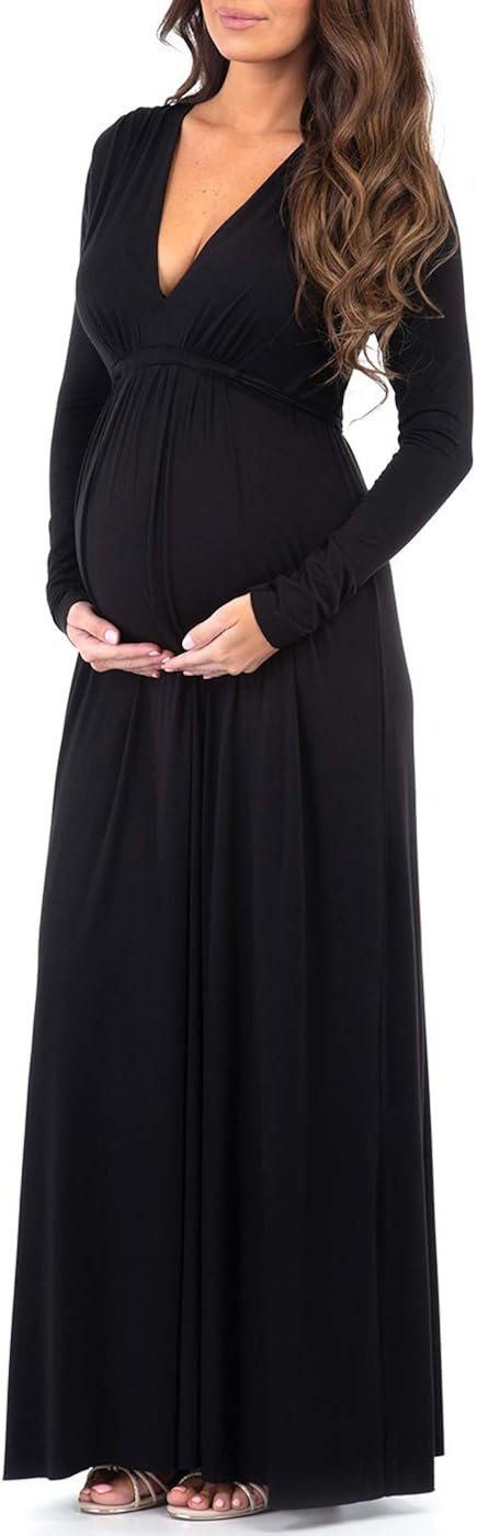 Women's Long Sleeve Maternity Dress with Waist Tie For Casual Wear or Baby Shower at  Women’s Clothing store