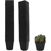 GOETOR Pastic Nursery Pots Square Plant Pot 100 Pcs Durable Balck Starter Container for Starting Seedlings or Succulents (2.2 Inch)