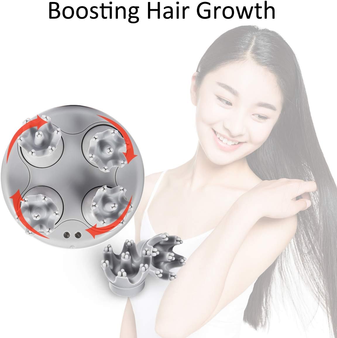 LATME Electric Scalp Massager Portable Head Scratcher Massager Handheld with Tissue Kneading 84 Nodes Gifts Idea Stress Release Full Body Massage for Muscles Back Shoulder Calf Pain (White-Grey): Health & Personal Care