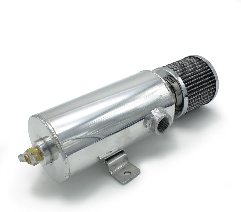 HotRod99 Aluminum Breather Catch Tank with Breather Filter Oil Catch