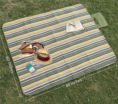 Picnic Blanket Tote, Beach Blanket Outdoor 100% Waterproof and Sandproof Picnic Blanket, 60 by 80 inches (Army Green) - Thumbnail 5