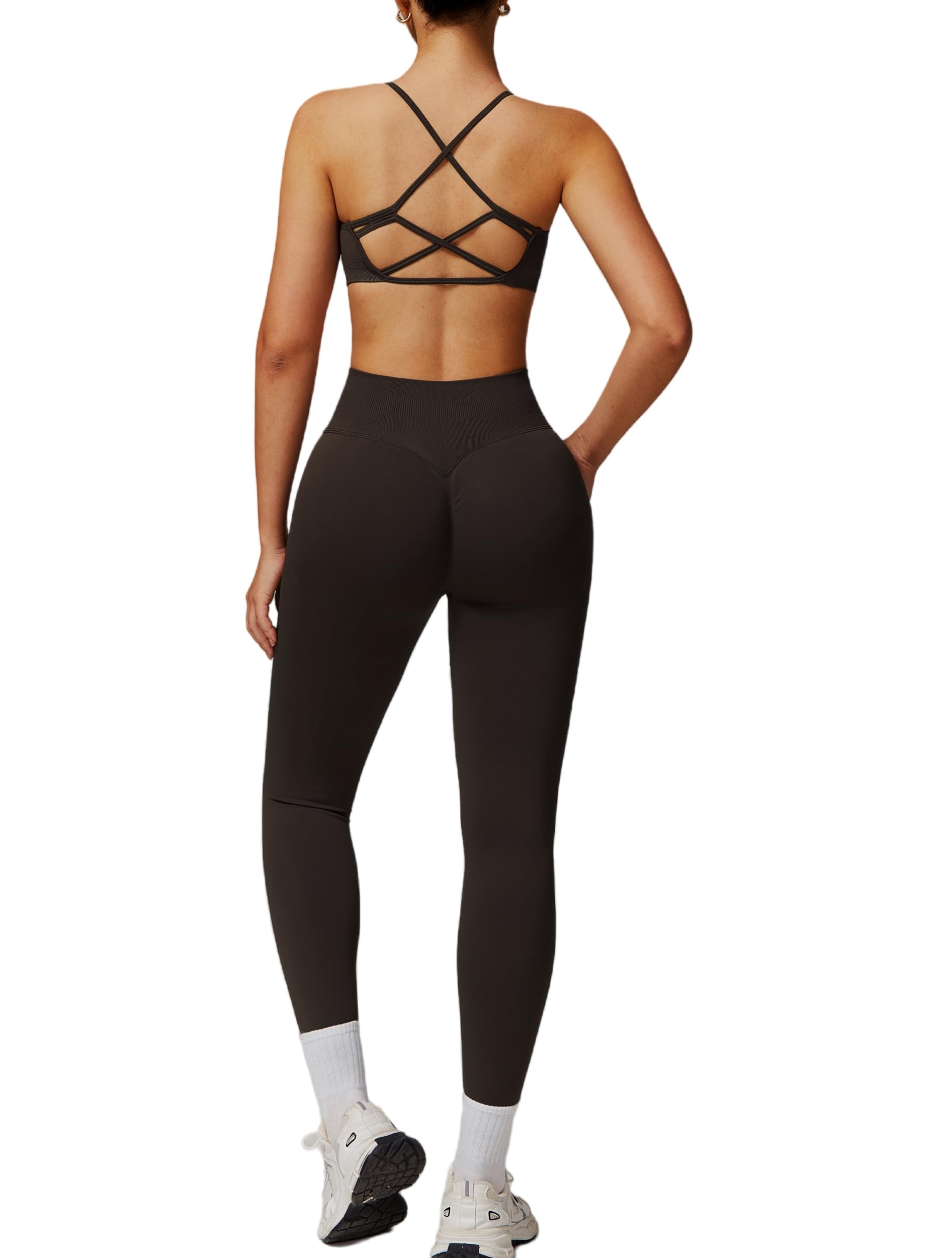 Photo 1 of (missing top) ABOCIW Workout Sets for Women Seamless High Waist Scrunch Butt Lifting Gym Leggings Yoga Pants Strappy 