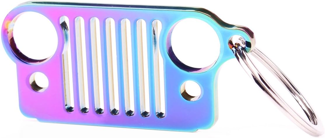 3D Font Grill Keychain Chain Key Ring Driver Enthusiast Automotive Laser Cut 304 Stainless Steel Keyring By LROEZR (Multicolor)