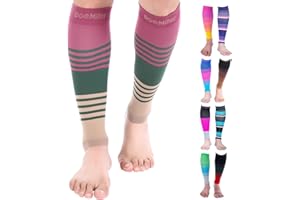 Doc Miller Compression Calf Sleeve for Men & Women, Medical Grade, 20-30mmHg Graduated Support for Running, Calf Tear, Shin Splints, Knee High, Calf Sleeves, Stripes Design, Large Size,1 Pair