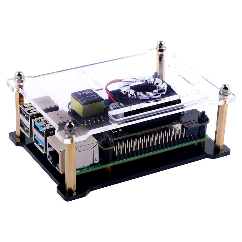 GeeekPi Raspberry Pi Poe Hat Case,Raspberry Pi Acrylic Case For Raspberry Pi 4B/3B+/3B/2B/B+(Raspberry Pi and POE HAT NOT INCLUDED)