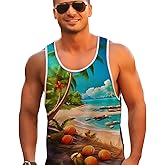 MIGFAXU Mens Tank Tops Hawaiian Sleeveless Shirts Graphic Beach Coconut Tree Gym Tank Top