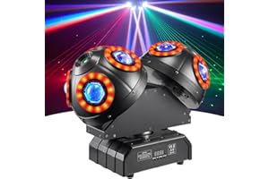 Moving Head DJ Light, WorldLite Stage Moving 2 Heads Light 8 x15W Led Beam Infinite Rotation with Colorful Halo and RG Starry