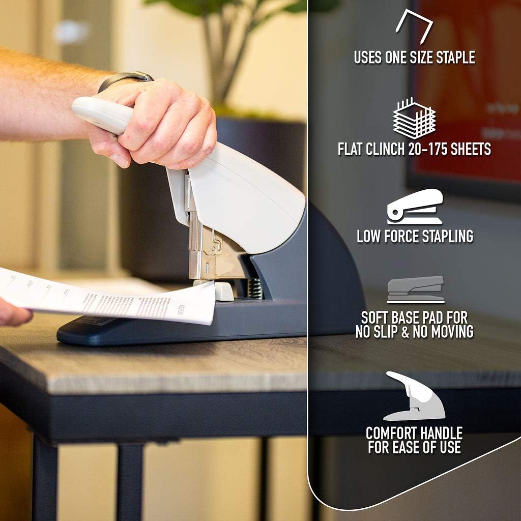 PraxxisPro PowerForce-175 Heavy Duty Flat Clinch Stapler, 20 to 175 Sheets Using one Size 3/4" Leg-Length Staple. for Home and Business. Includes 400 3/4" Leg-Length Staples and a Staple Remover. : Office Products