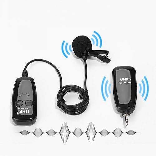 Professional Wireless Lavalier Lapel Microphone Clip-On Omnidirectional Mic for Recording Interview, Podcast