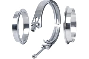 Vitonsbay Exhaust Clamp,5.0 Inch V Band Clamp Coupling with Flange Male Female Stainless Steel (1Pcs)