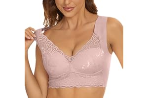 JPVDPA Bras for Women Push up Wireless Bra Plus Size Lace Longline Bralette No Underwire Padded T Shirt Bra Comfort Brassiere