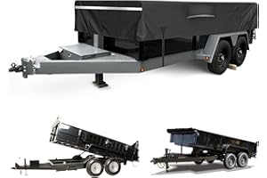 FGENKI 7x14 Utility Trailer Cover, 600D Waterproof Windproof Heavy Duty Black Trailer Cover