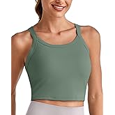 G4Free Cropped Workout Tops for Women Built in Bra Removable Padded Longline Sports Bras Racerback Yoga Tops