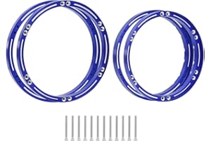FACCNOY Aluminum Front & Rear Wheel for LOSI-1/4 Motorcycle Promoto-MX Reinforced Outer Frame Upgrade Parts Accessories, Blue