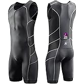 Triathlon Suits Mens One-Piece Sleeveless Trisuits Skin Wet Suit for Running Cycling Swimming