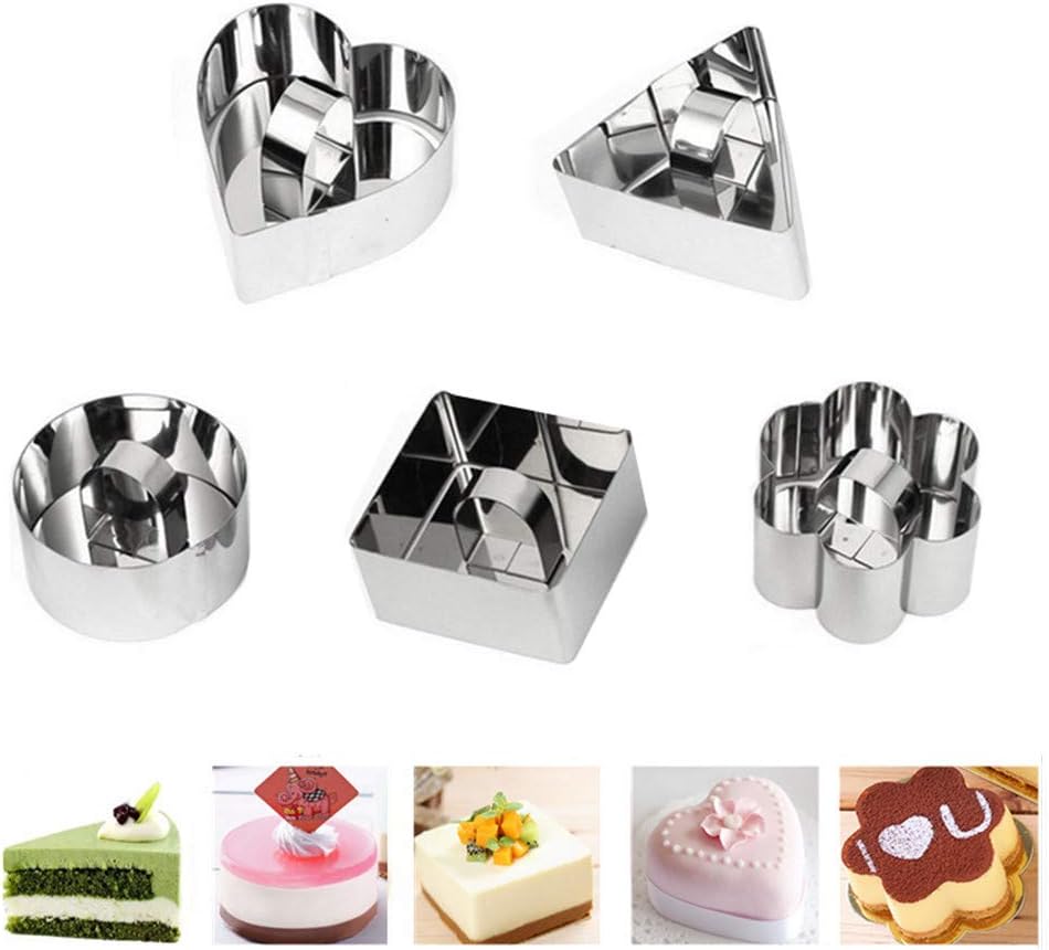 Mousse Cake Mold,Mousse Mold,Mousse Dessert Mold,Non-Stick Stainless Steel Metal Ring Cake Ring Mold,with Push Material,5Pcs