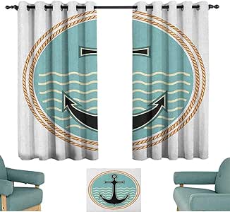 Sanring Cortinas de Ancla para recámara, diseño náutico con Fondo de
