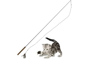 repounce Forever Stick - The Unbreakable Cat Teaser Wand, Extra Long Durable Interactive Toy for Indoor Cats, Cat Fishing Pole Toy for Bored Indoor Adult Cats, Feather String Toy On Stick Enrichment