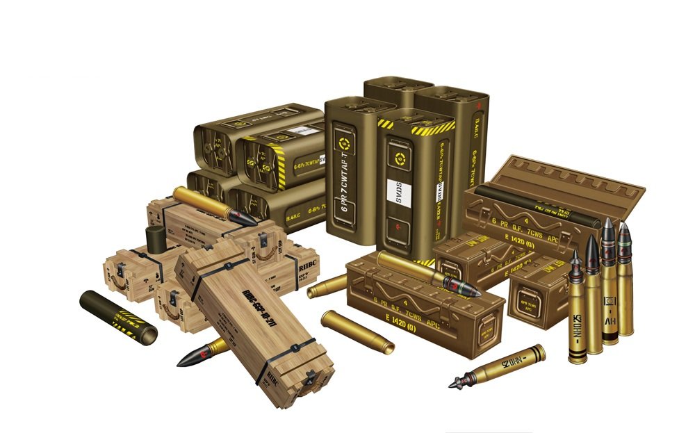 Riich Model RE30009-1/35 US M1 6 PR 7 CWT Ammunition Set, 57 mm