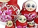 Winterworm Popular Red Little Girl and Cherry Blossom Pattern Russian Nesting Dolls Handmade Wooden Russian Dolls Matryoshka Dolls Set 10 Pieces Kids Toy Gift Home Decoration
