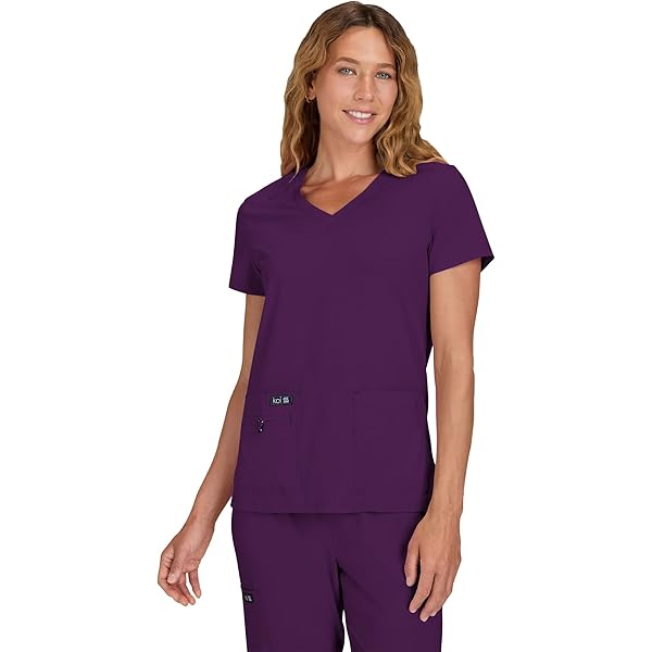 ジオメトリックショートスリーブトップス&レギンス　ピンク　XSサイズ Amazon.com: KOI Basics Women's 4 Pocket Katie Mock Wrap Scrub Top