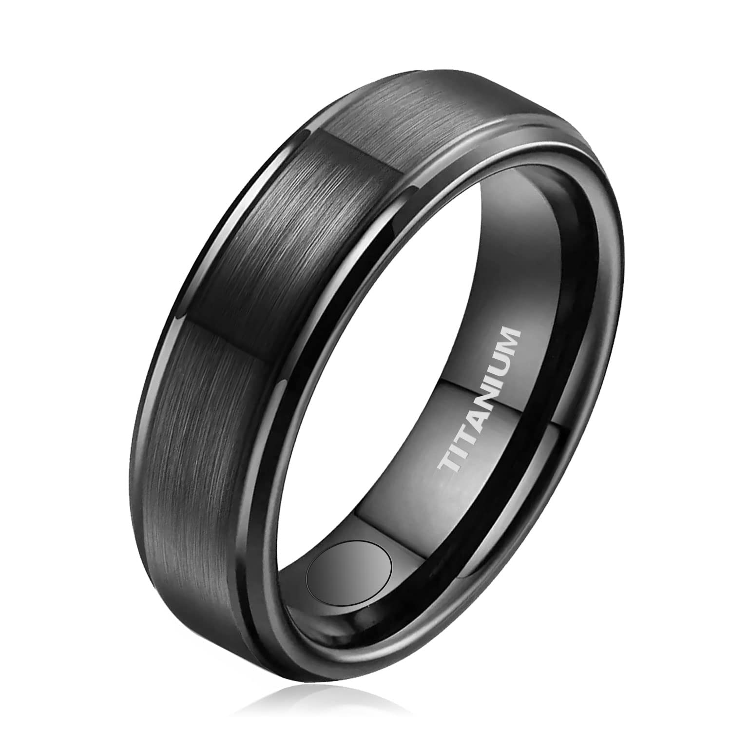 JEROOT Titanium Magnetic Rings for Men Women, Step Edge Sleek Design Magnetic Rings 2 Strong Magnets with Jewelry Gift Box Black 5mm S 1/2(3500 Gauss), 0.02 kilograms, 1.0 count