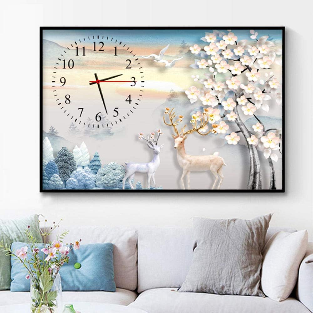 diamond art full kits,diamond painting kits,family tree craft,arts and crafts for kids,cross stitch kit,,Elk cross stitch, clock and diamond embroidery, mosaic crafts, frame clocks@150*100CM
