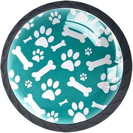 Gabinete decorativo con patas de perro, color verde azulado y blanco