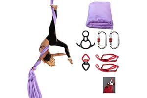 PRIORMAN Aerial Silk Set, Premium 9Yards/8.2m Medium Stretch Fabric Silks, Perfect for AntiGravity Hammock Yoga Training & Dance Circus Performances Includes Hardwares & Daisy Chains