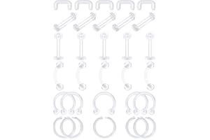 D.Bella 16G Clear Piercing Retainers Flexible Cartilage Helix Daith Rook Tragus Earring Retainer Bioflex Plastic Nose Septum 